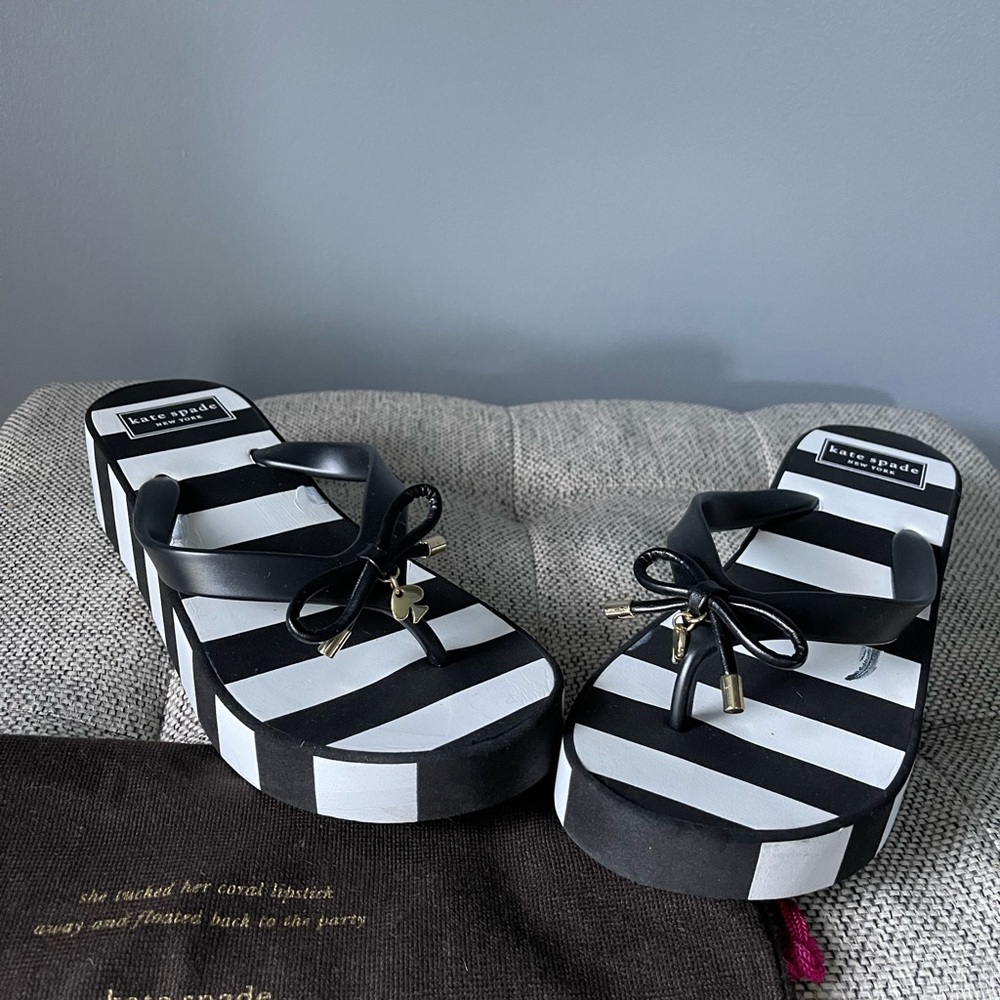 Kate Spade Black and White Striped Women's Sandals